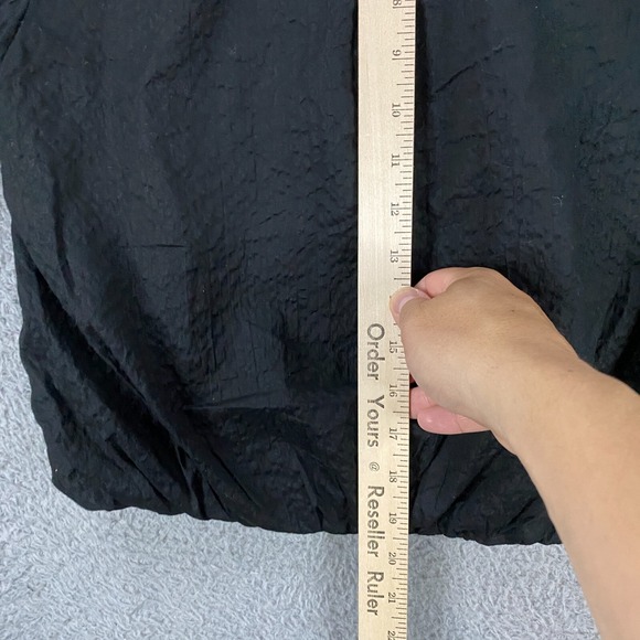 AYR Top Womens XS Puff Sleeve Bubble Hem Poplin Textured Cutout Blouse Black - Picture 7 of 8